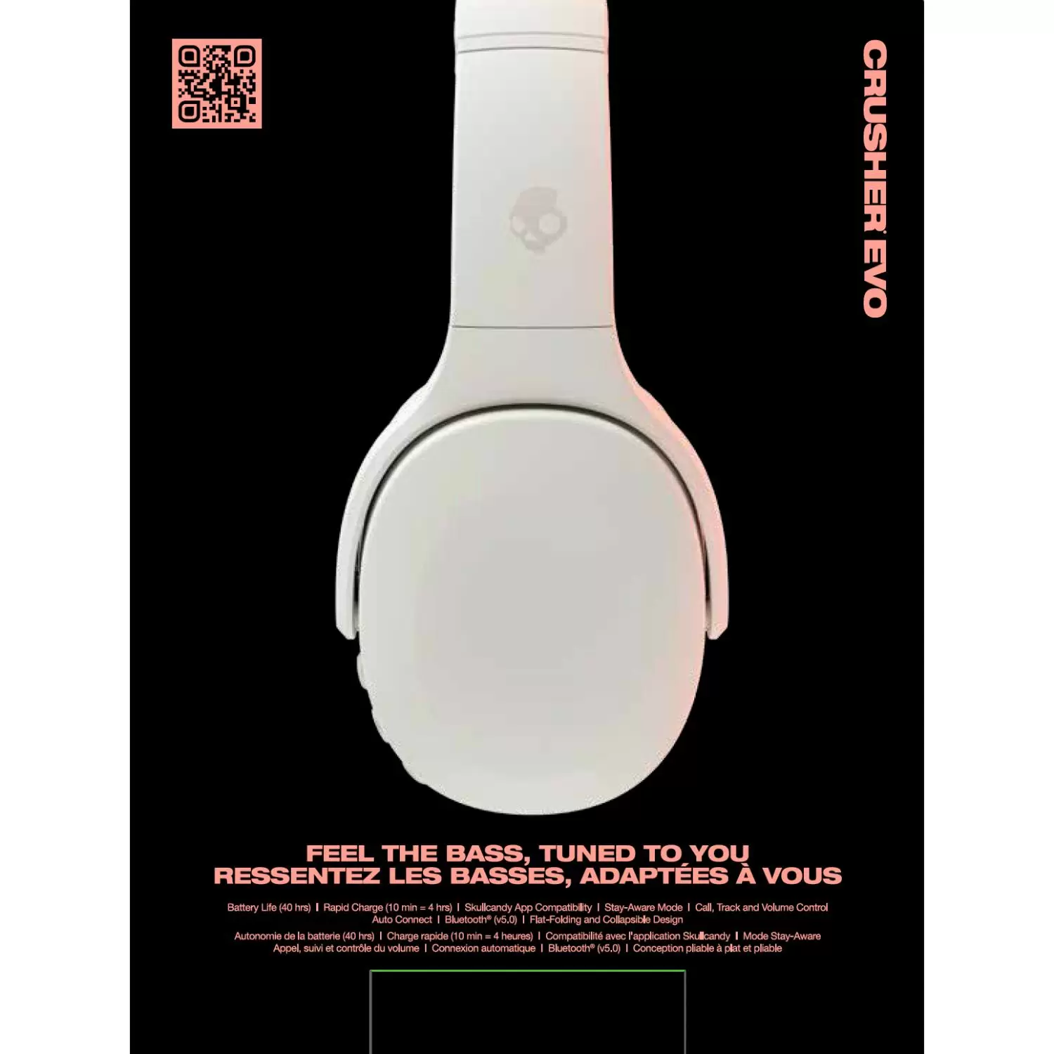 Skullcandy Crusher Evo Wireless Headphones - Bone - Image 4