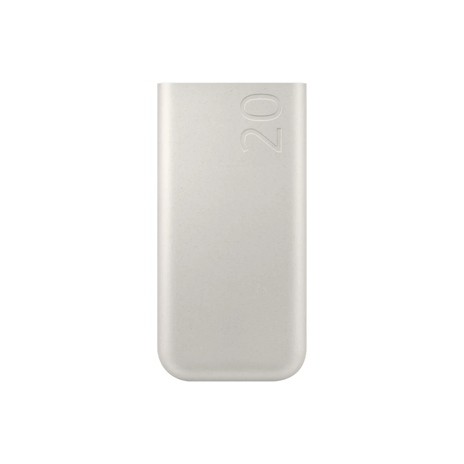 Samsung power bank 20000mAh - front view of original Samsung 45W super fast charger in beige with triple output and PD 3.0 support.