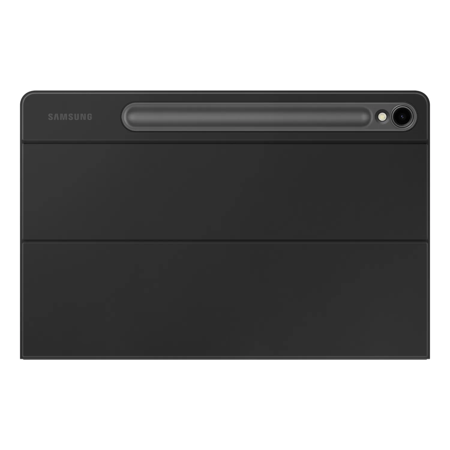 Samsung Galaxy Tab S9 with Keyboard Slim Book Cover and securely stored S Pen.