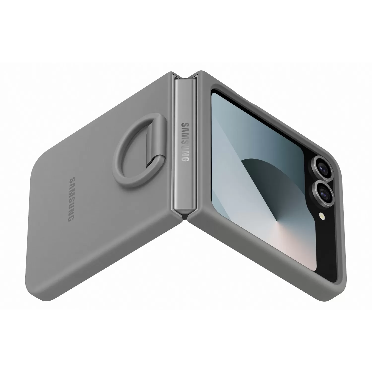 Official Samsung Galaxy Z Flip6 Silicone With Ring Case – Grey - Image 2