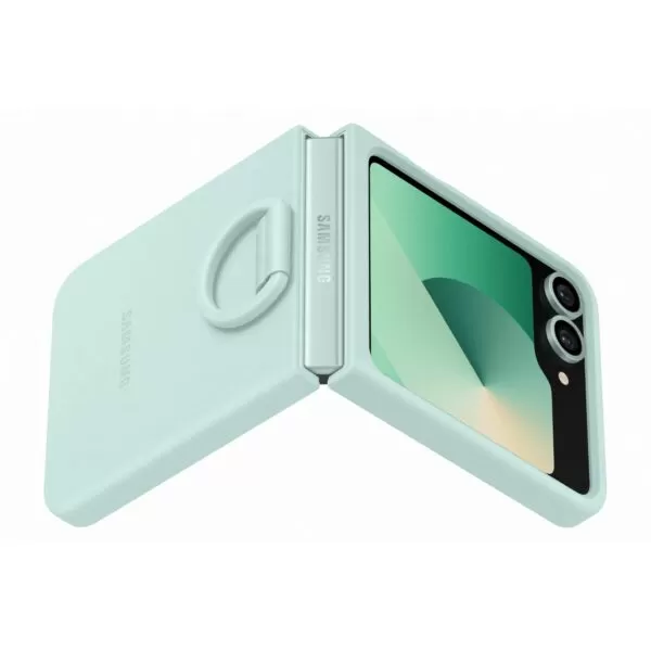 Samsung Galaxy Z Flip6 Mint Silicone Case With Ring - Mint - Image 2