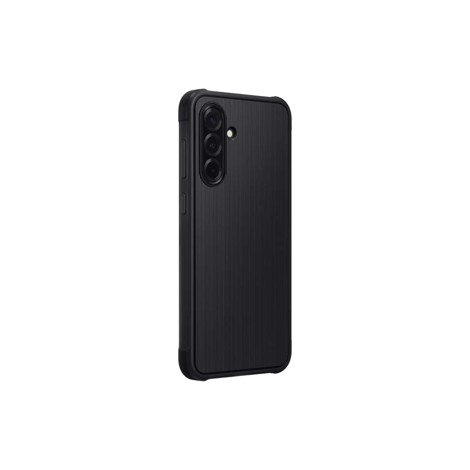 Angled view of the Official Samsung Rugged Cover for Samsung Galaxy A36 in black