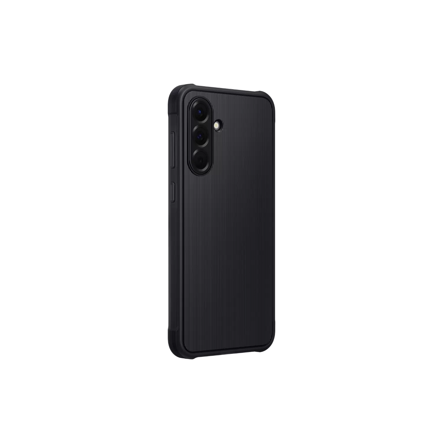 Angled view of the Official Samsung Rugged Cover for Samsung Galaxy A56 in black
