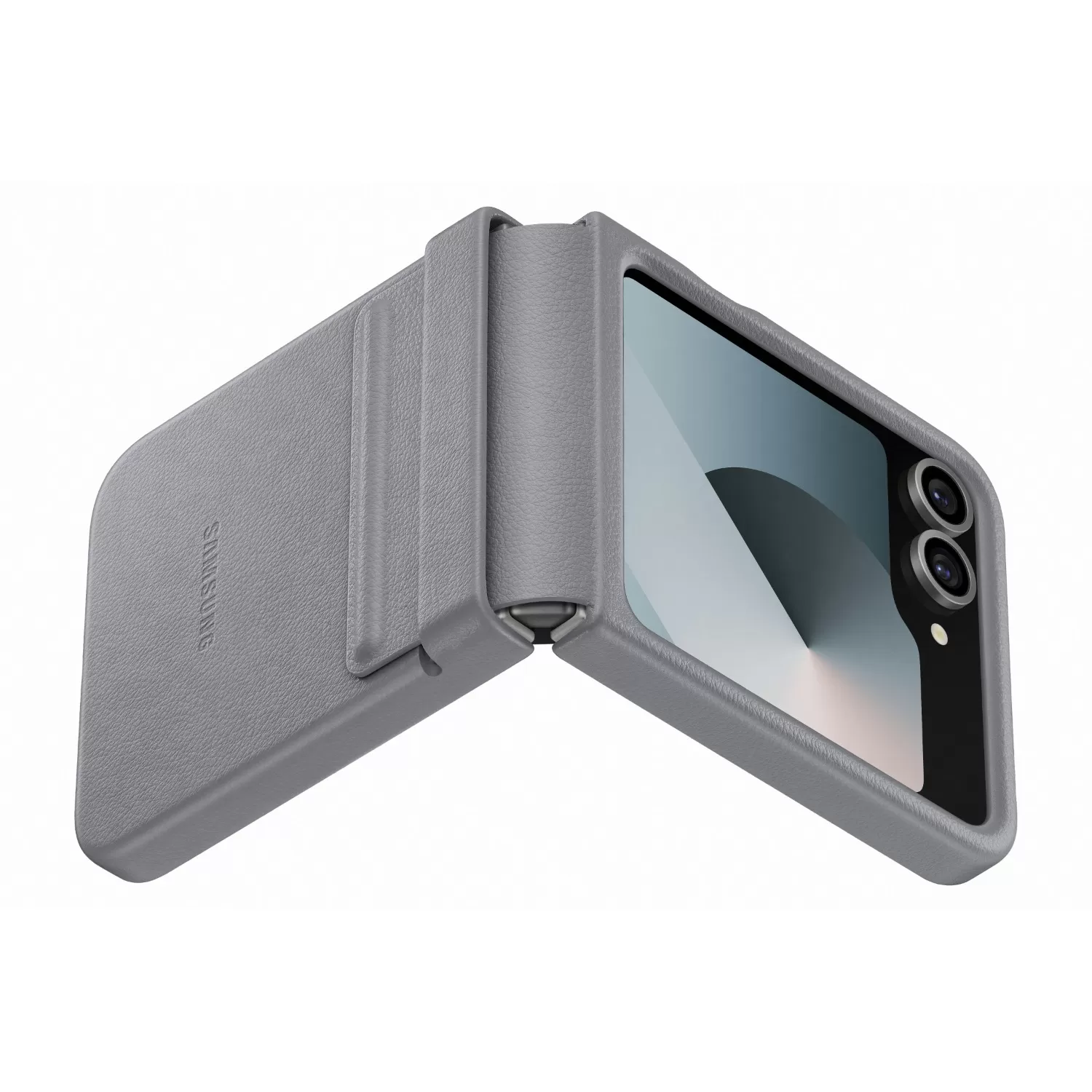 Official Samsung Galaxy Z Flip6 Vegan Leather Case – Grey - Image 2