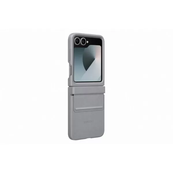 Samsung Galaxy Z Flip6 Case - Official Samsung Vegan Leather Cover - Grey - Image 3