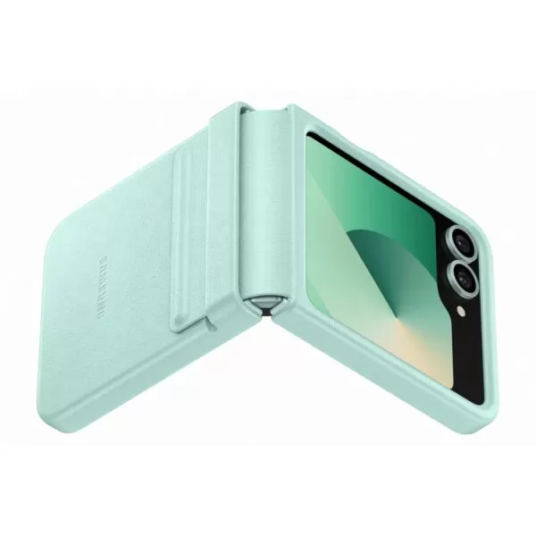 Samsung Galaxy Z Flip6 Case - Official Samsung Vegan Leather Cover - Mint - Image 2