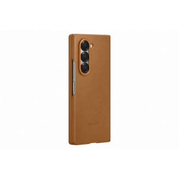 Samsung Galaxy Z Fold6 Case - Official Samsung Vegan Leather Cover - Tan - Image 4