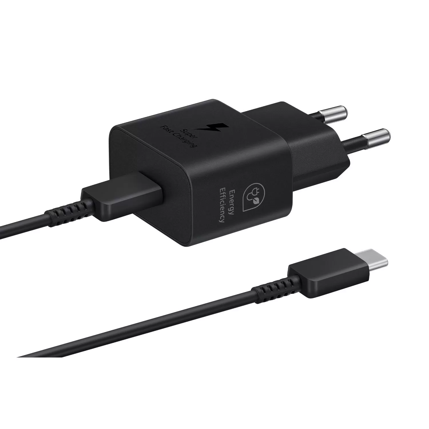 25W Samsung GaN Wall Charger with USB-C Cable – 1-Port Black (Official)