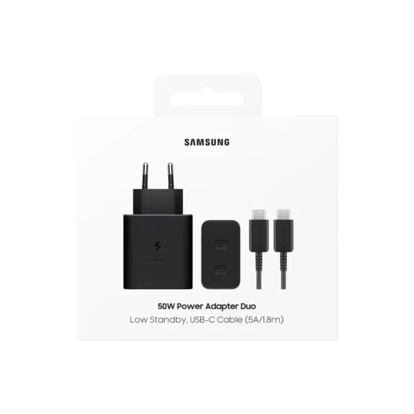 Samsung 50W Wall Charger - Fast Charging Adapter 2 Port Black - Image 5