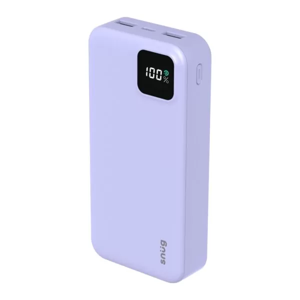 20W Snug 20000mAh Square Digital PD Fast Charge Power Bank Lavender