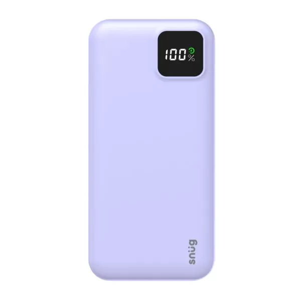 20W Snug 20000mAh Square Digital PD Fast Charge Power Bank Lavender - Image 2