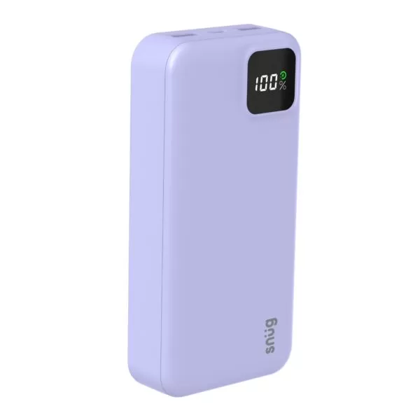 20W Snug 20000mAh Square Digital PD Fast Charge Power Bank Lavender - Image 3