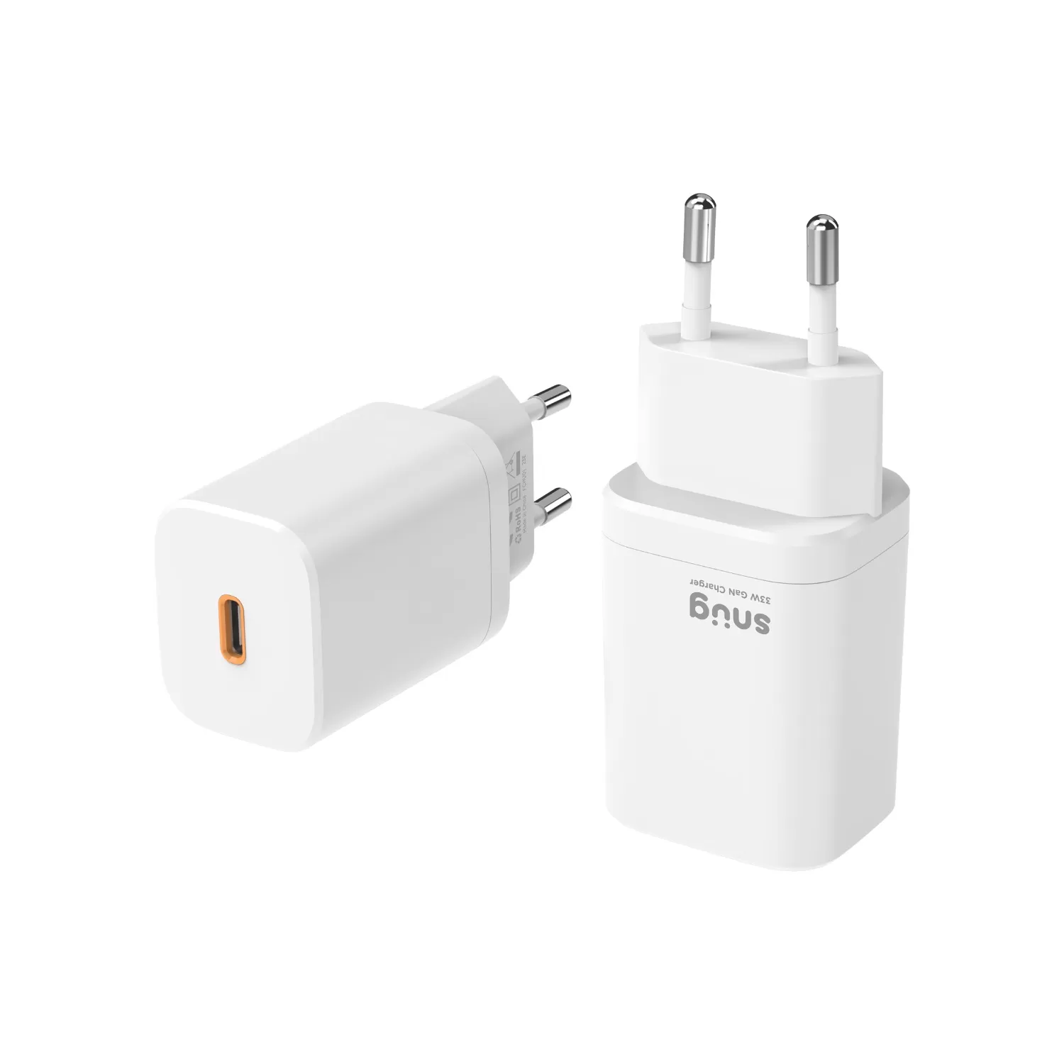 33W Snug PD GaN Wall Charger – 1-Port White - Image 3