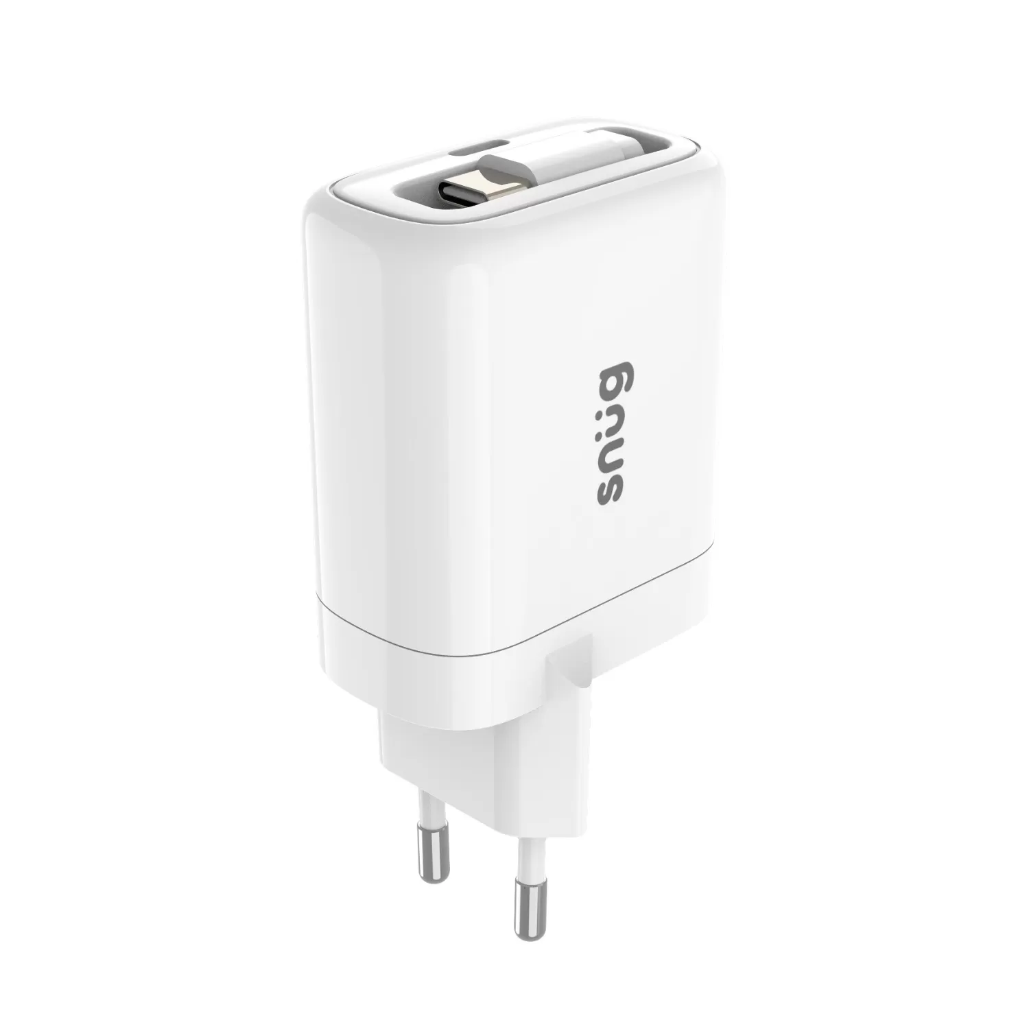 25W Snug PD Wall Charger with Retractable Type-C Cable – 1-Port White