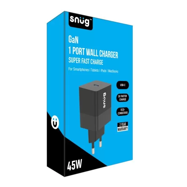 Snug Wall Charger Fast Charging Adapter - 45W 1 Port Black - Image 4