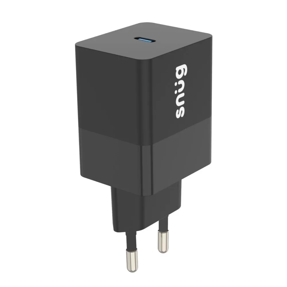 Front view of the Black Snug 45W GaN Wall Adapter Charger with USB-C port.