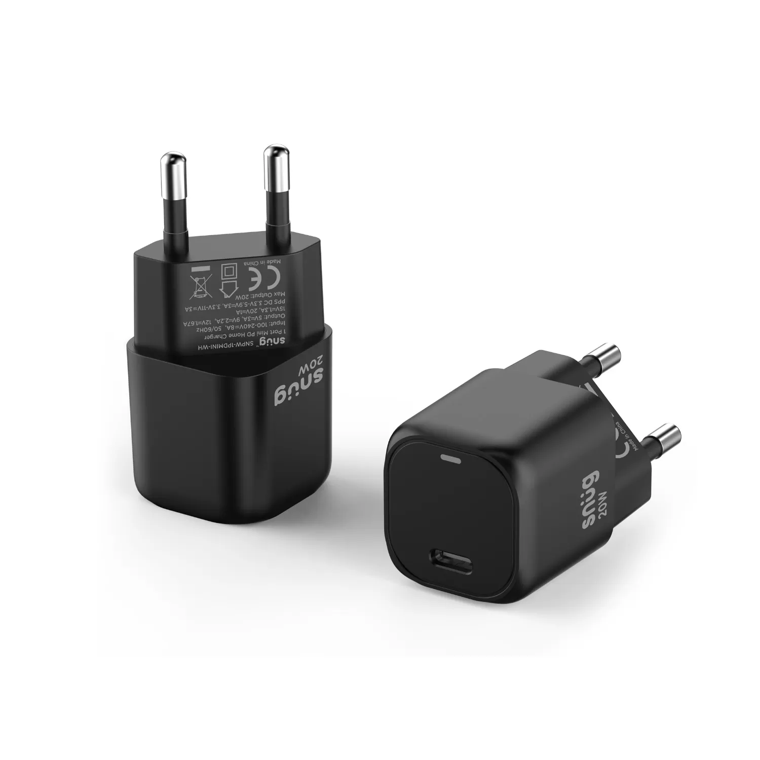 20W Snug Mini PD Wall Charger – 1-Port Black - Image 3