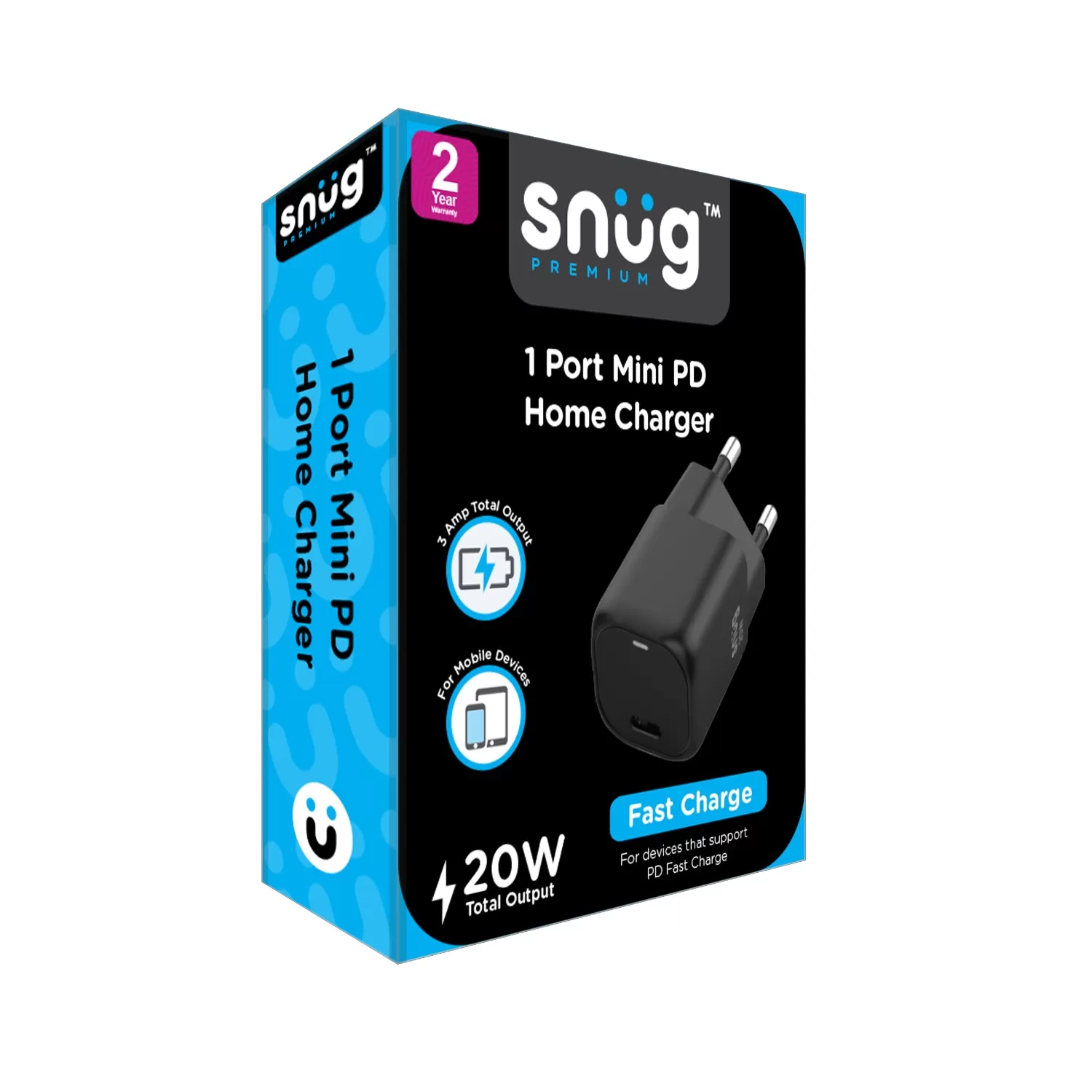 20W Snug Mini PD Wall Charger – 1-Port Black - Image 4