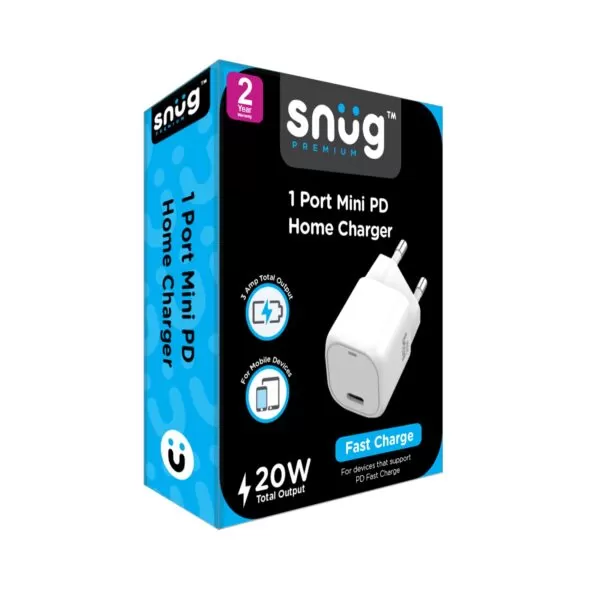 Snug 20W Mini Wall Charger - Fast Charging Adapter White - Image 4