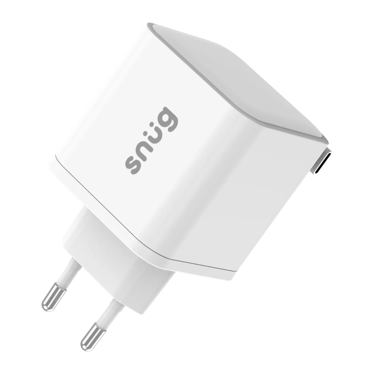 65W Snug PD/USB Wall Charger with Retractable Type-C Cable – 2-Port White - Image 3