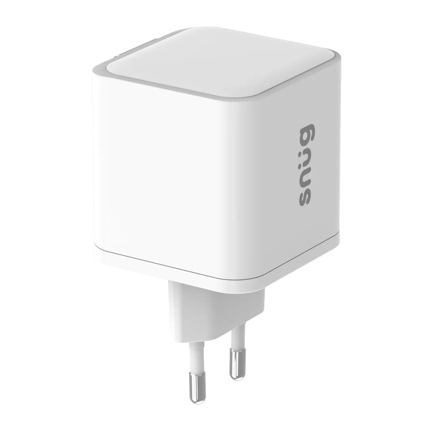 65W Snug PD/USB Wall Charger with Retractable Type-C Cable – 2-Port White - Image 4