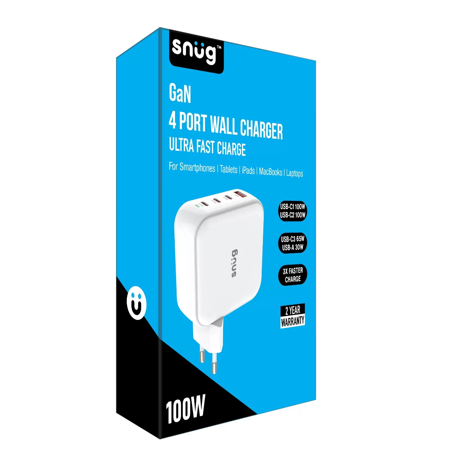 100W Snug PD GaN Wall Charger – 4-Port White - Image 4