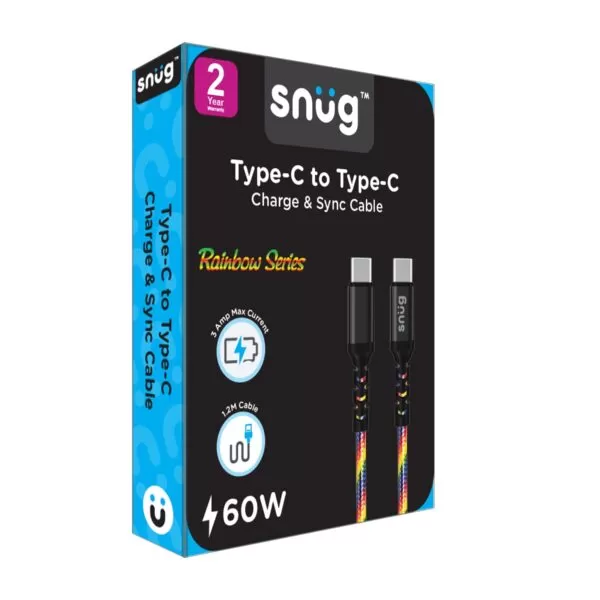 Snug Type-C To Type-C 1.2 Metre Rainbow Cable - Image 2