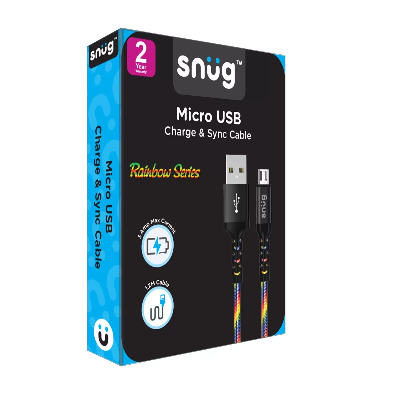 Snug 12W USB To Micro USB Cable - 1.2m Rainbow - Image 2