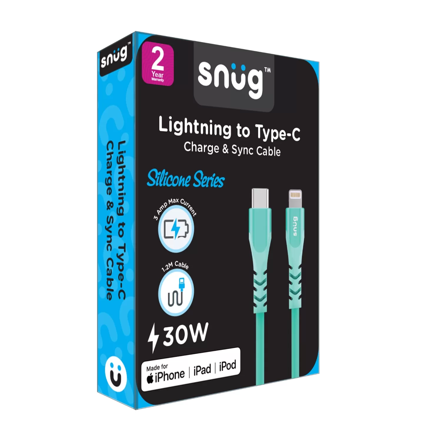 Snug 30W Type C To Lightning Cable - 1.2M Blue - Image 2