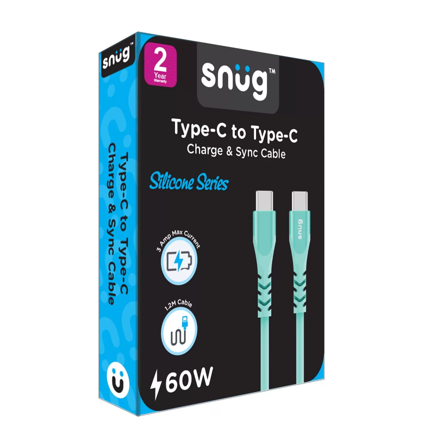 Snug 60W Type C To Type C Cable - 1.2M Blue - Image 2