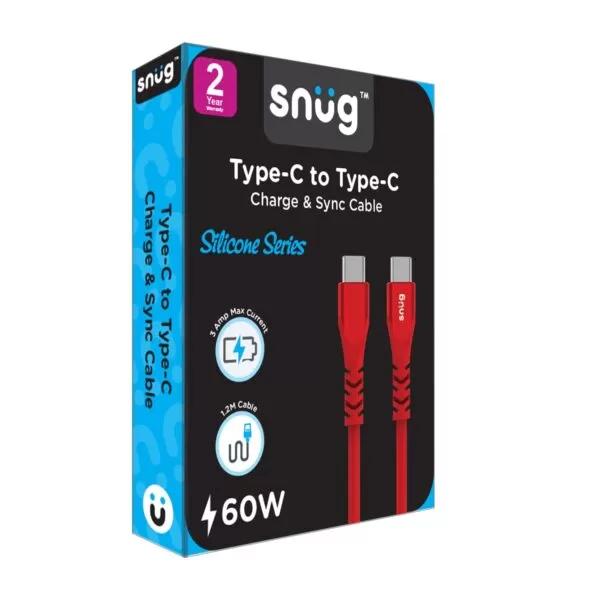 Snug Type-C To Type-C Fast Charging Cable - 1.2m Red - Image 2