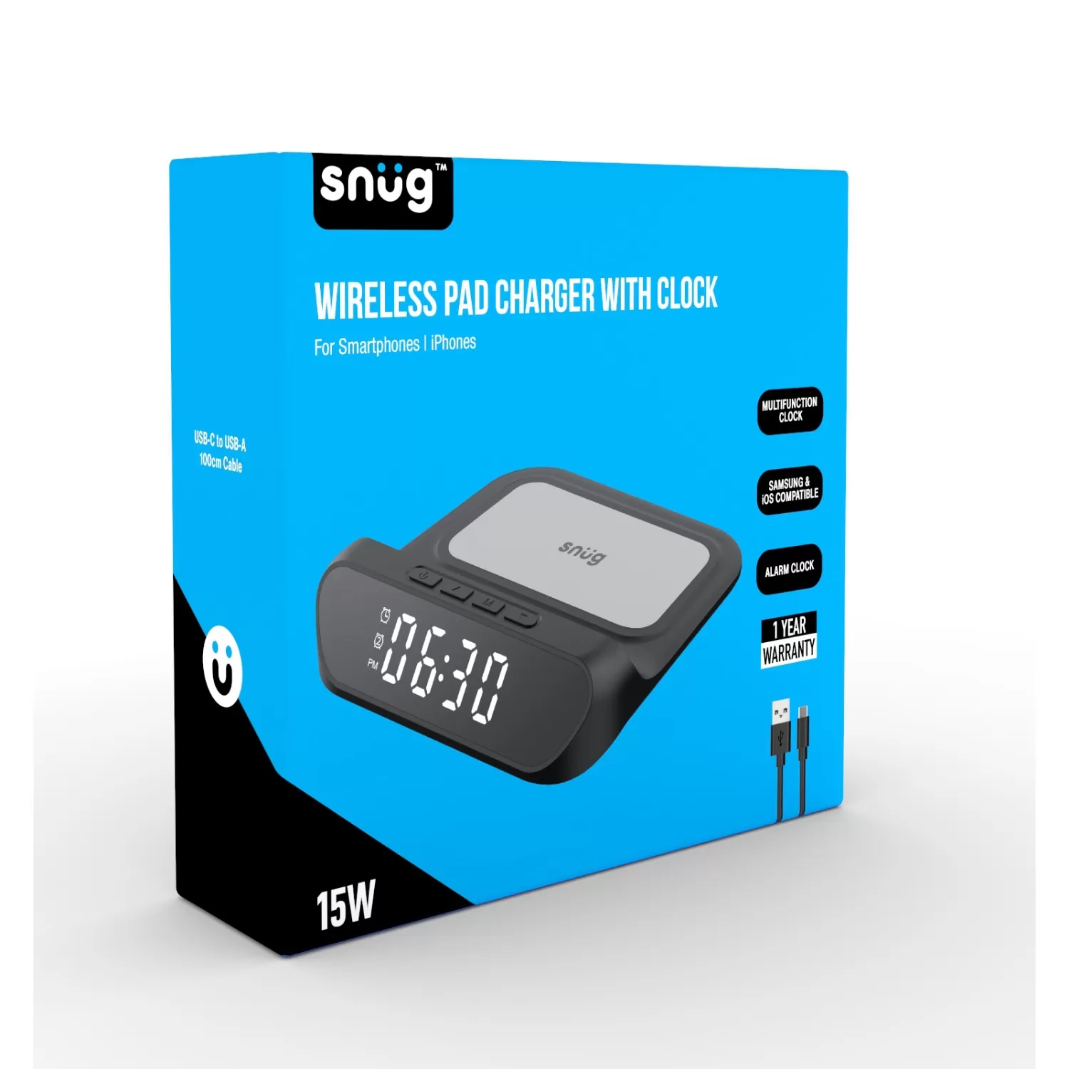Snug 15W Wireless Clock Pad Charger - Black - Image 7