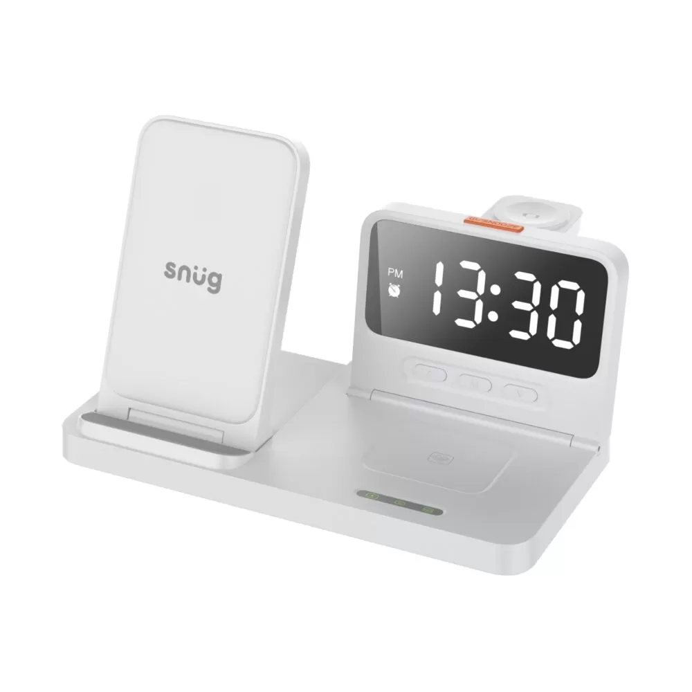 Snug 15W 4-In-1 Wireless Charger - Clock White