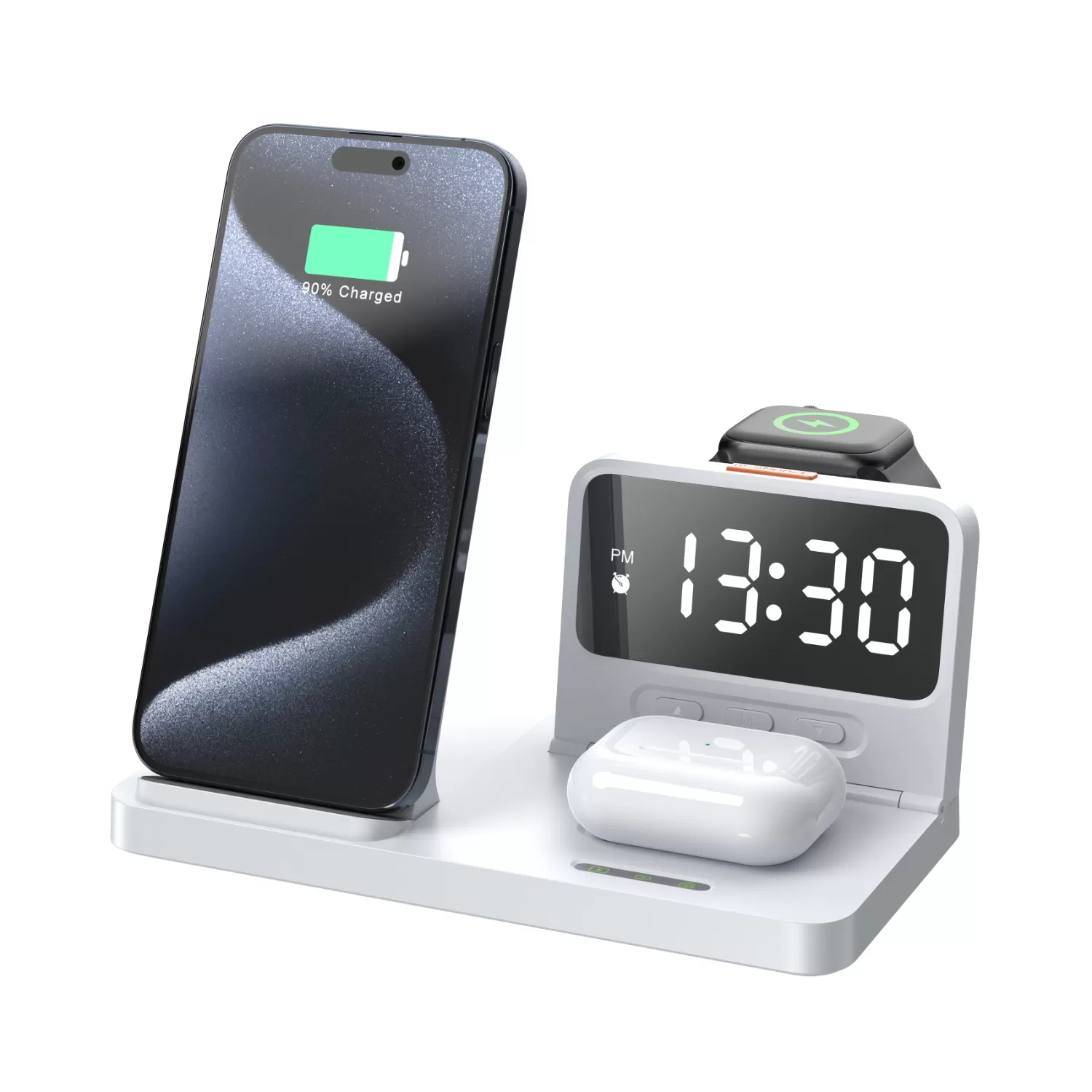 Snug 15W 4-In-1 Wireless Charger - Clock White - Image 5