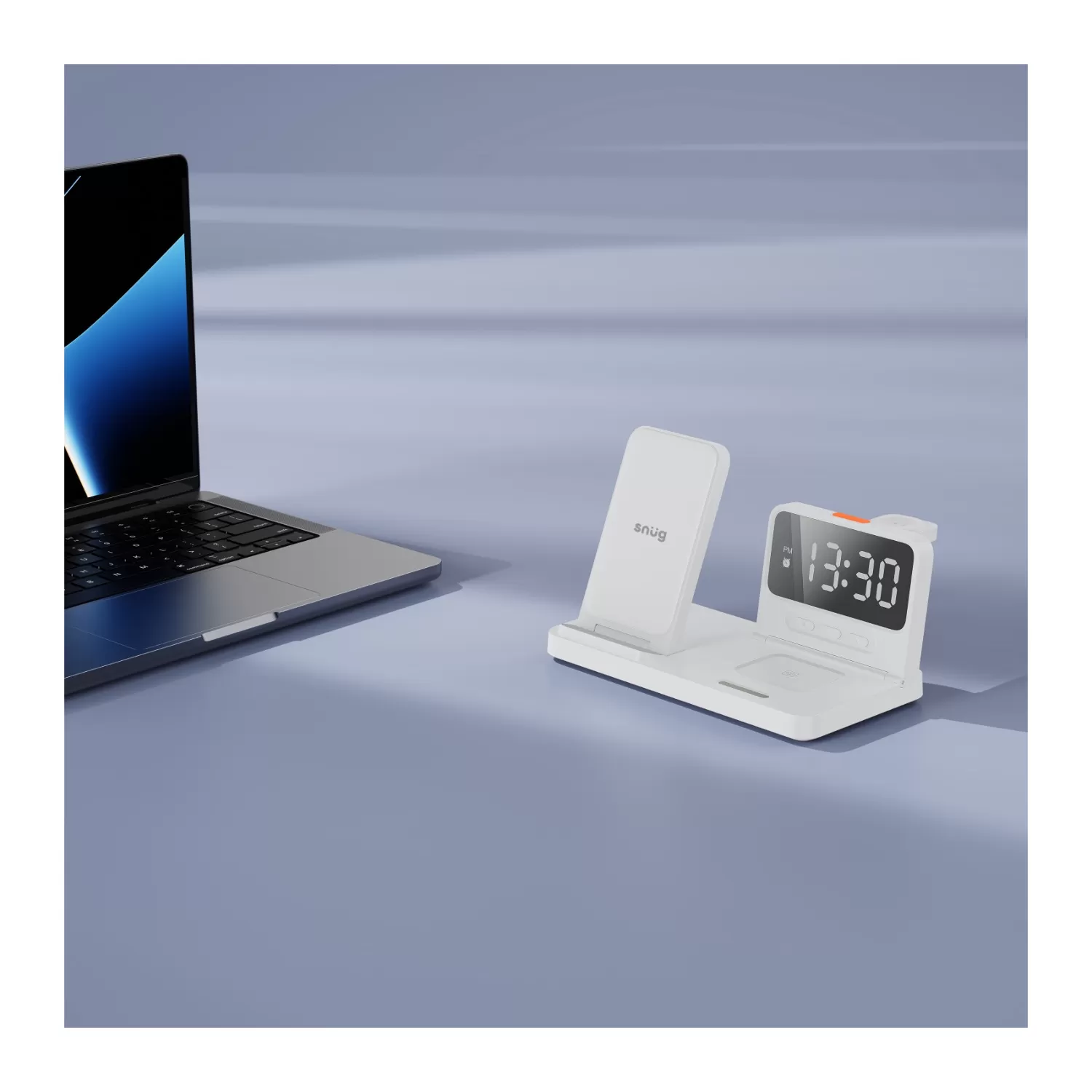 Snug 15W 4-In-1 Wireless Charger - Clock White - Image 9