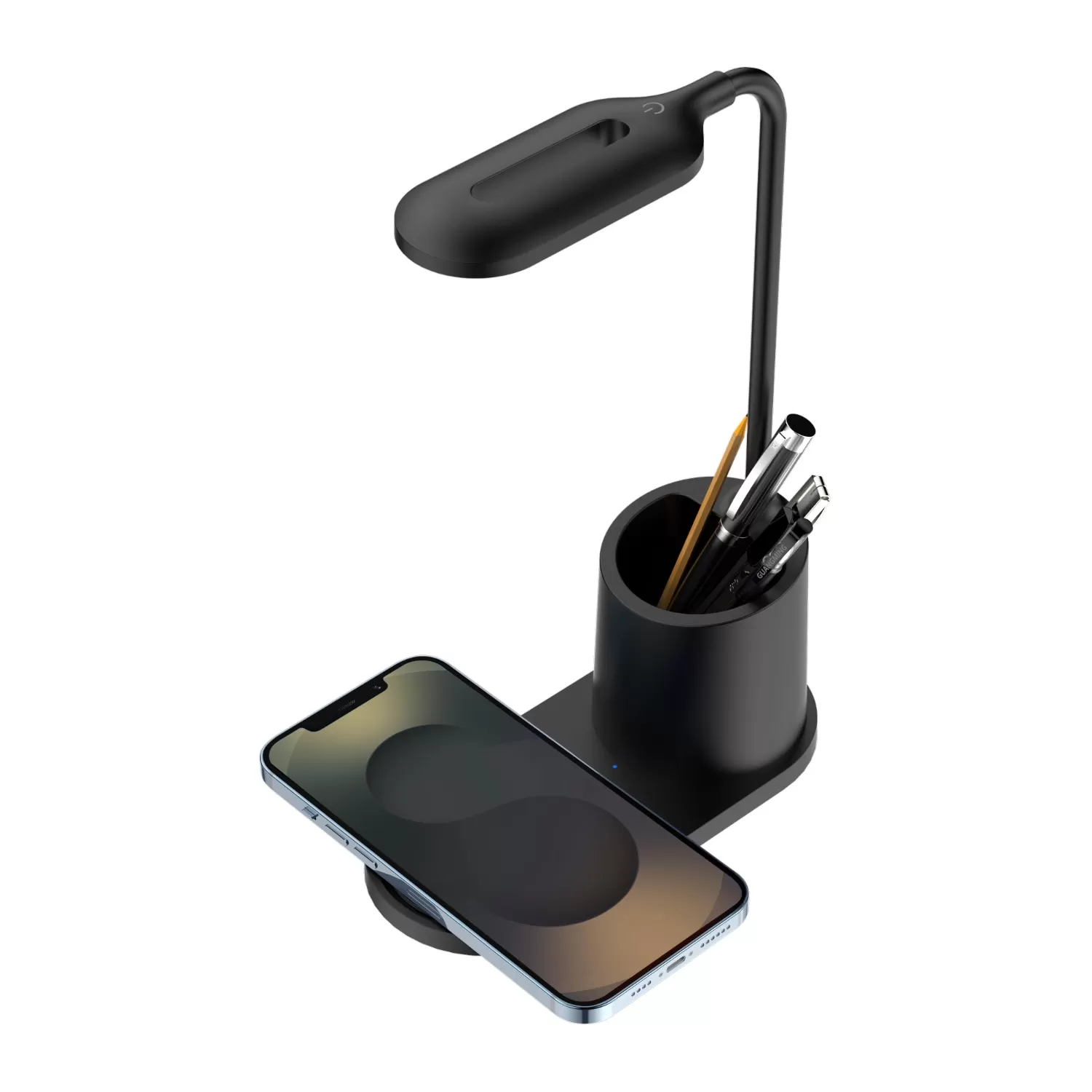 Snug 15W Wireless Charger - LED Lamp & Pen Holder - Black - Image 7