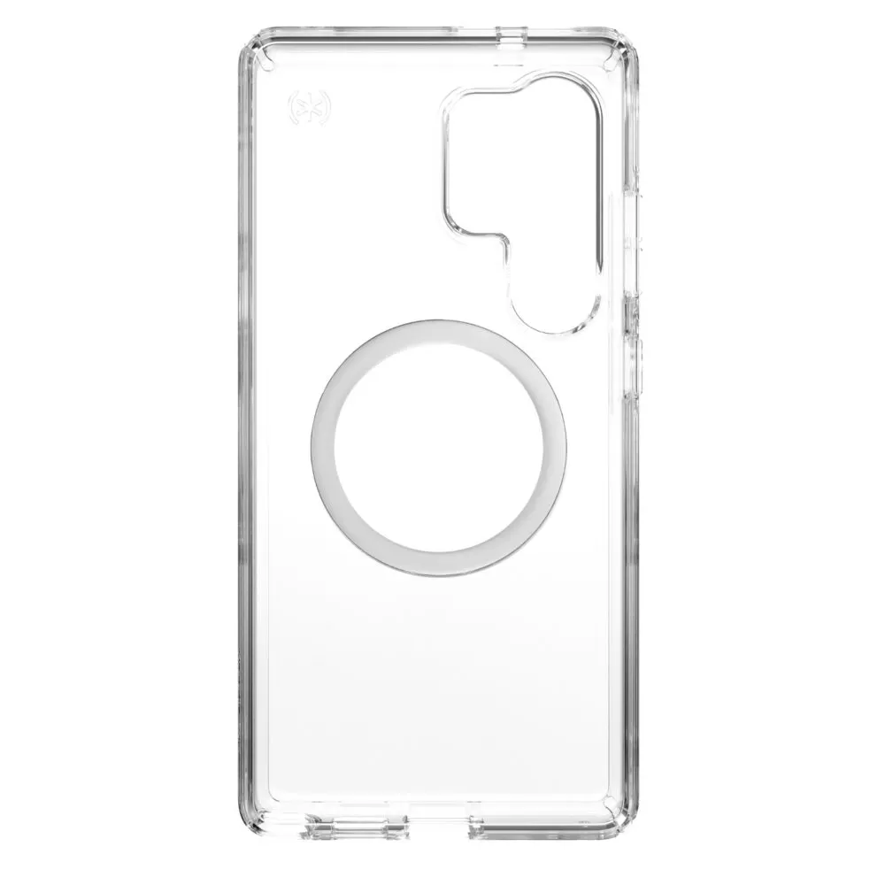 Front view of Samsung Galaxy S25 Ultra Speck Presidio Perfect Clear MagSafe case