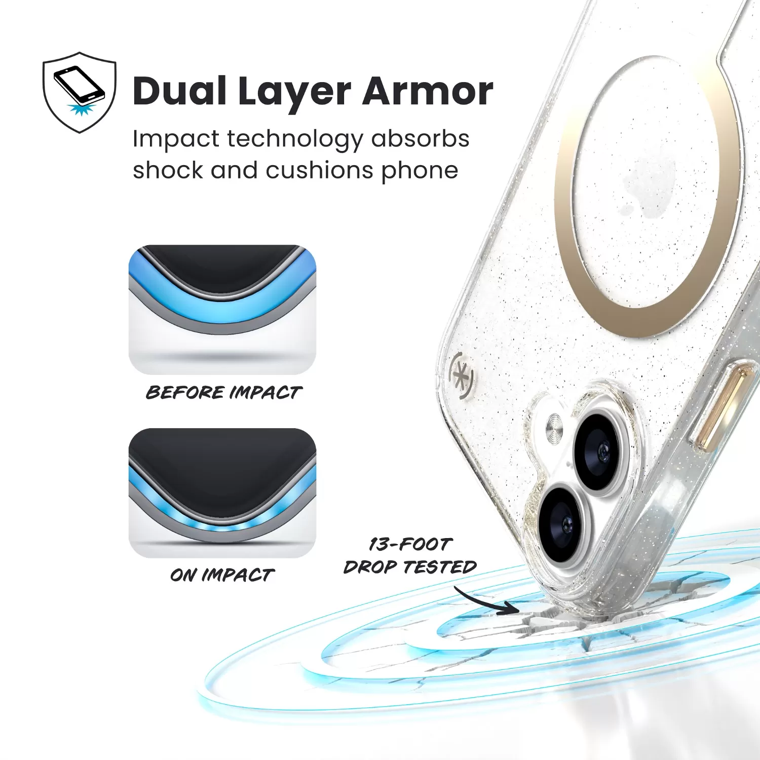 Apple iPhone 17 Speck Presidio Lux MagSafe Case – Gold & Glitter - Image 9