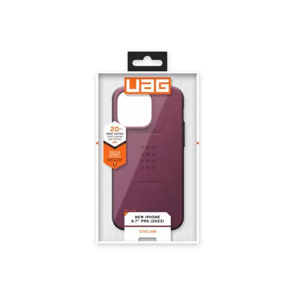 iPhone 15 Pro Max Case - UAG Civilian MagSafe Cover - Bordeaux - Image 4