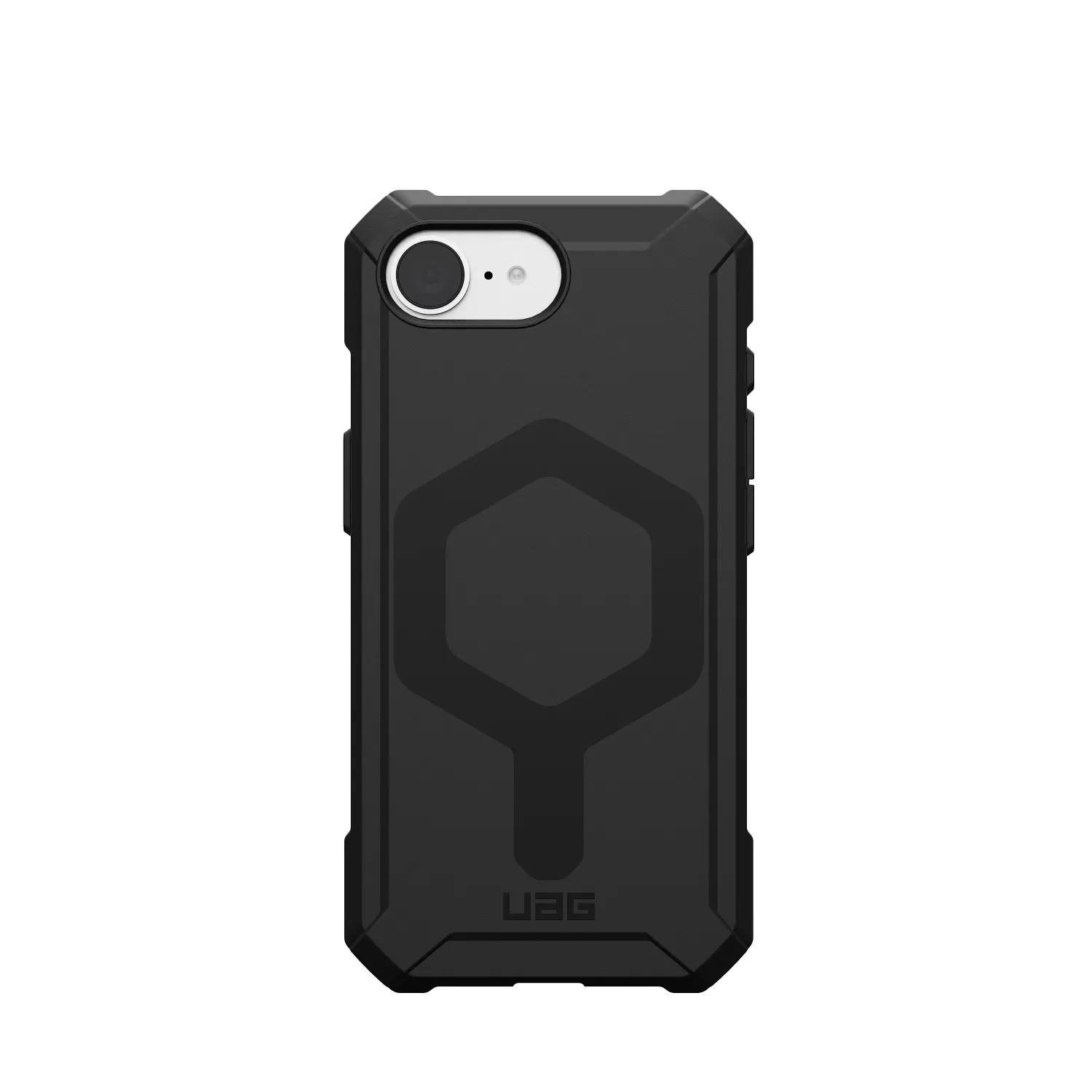 Protective black MagSafe cover by UAG built for the iPhone 16e with advanced defense features
