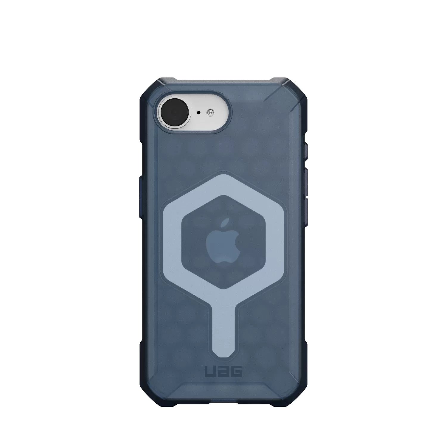 Corner protection shown on the Essential Armor case for iPhone 16e in stylish Cloud Blue