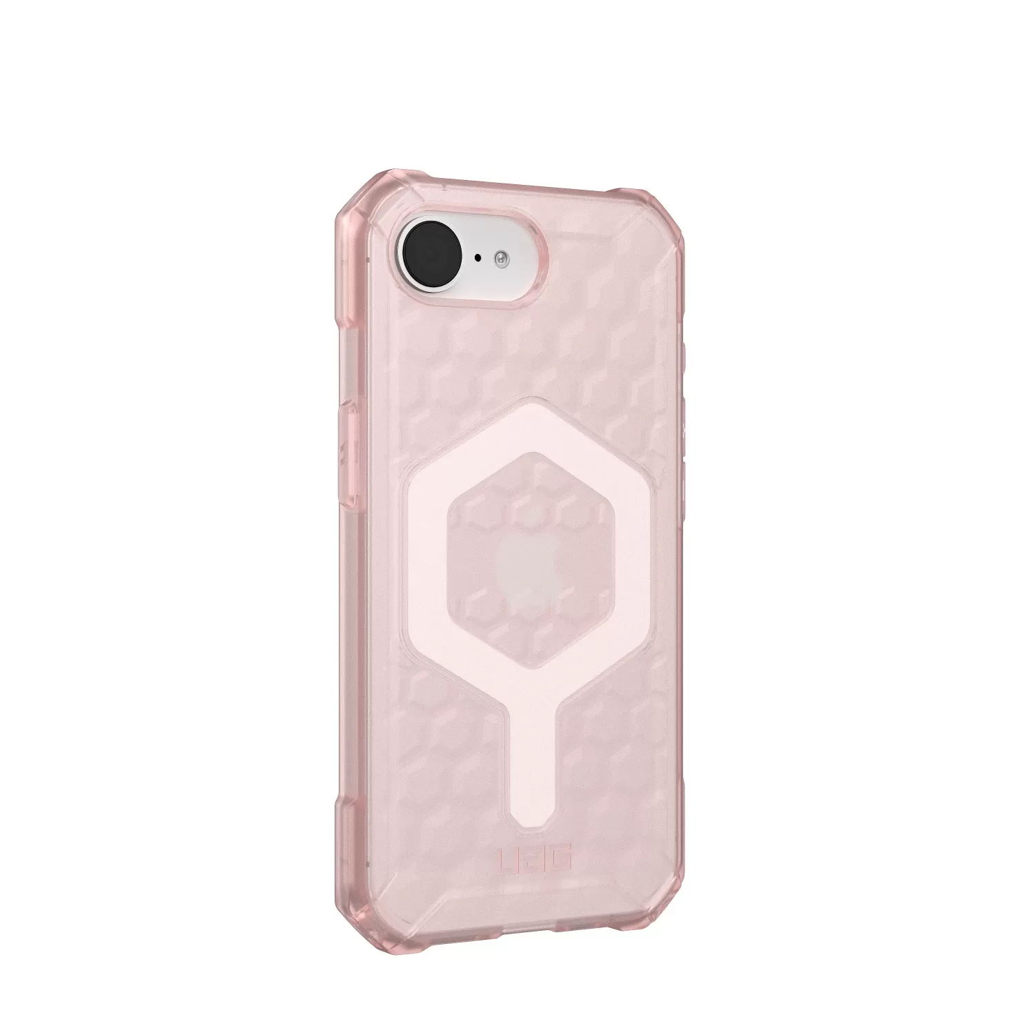 MagSafe ring placement on the back of the iPhone 16e UAG Essential Armor cover in rose