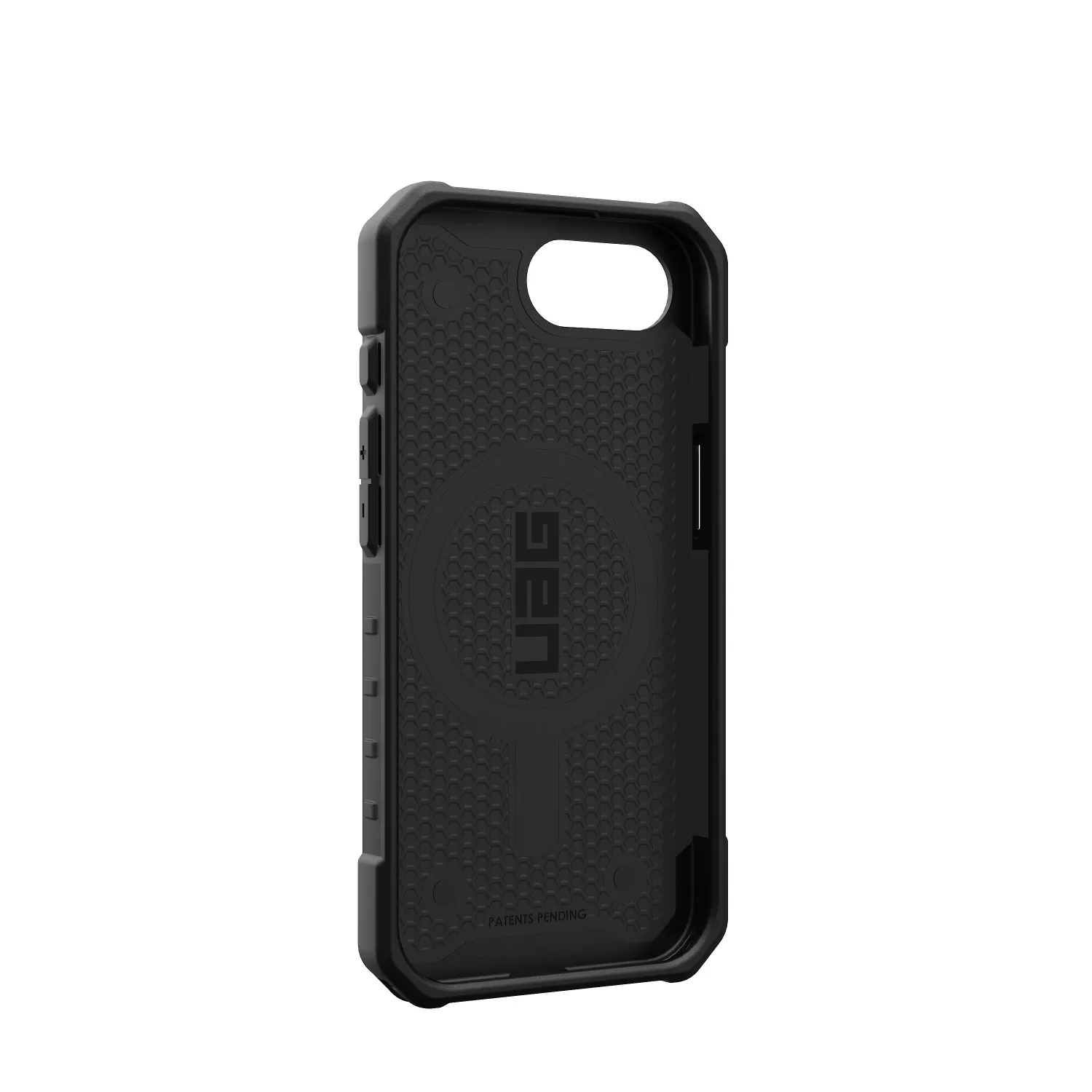 Front view of the rugged UAG Pathfinder MagSafe case in black for Apple iPhone 16e