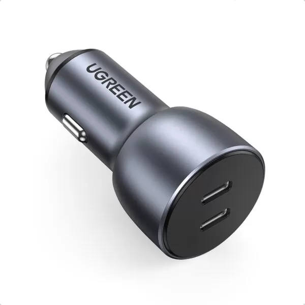 UGREEN 50W Car Charger - Fast Charge 2 Port Grey