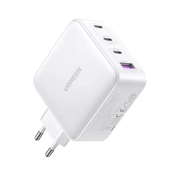 the White UGREEN 100W GaN Charger 4 Port PD Fast Charge Wall Adapter is Crafted for efficiency and designed for impact.