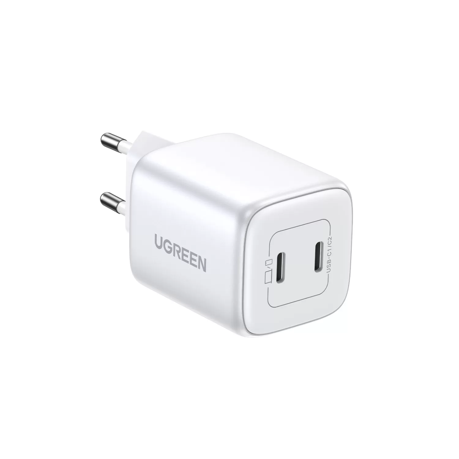 Lightweight and sleek this White UGREEN 45W GaN Charger 2 Port PD Fast Charge Wall Adapter, it's your ideal travel companion.