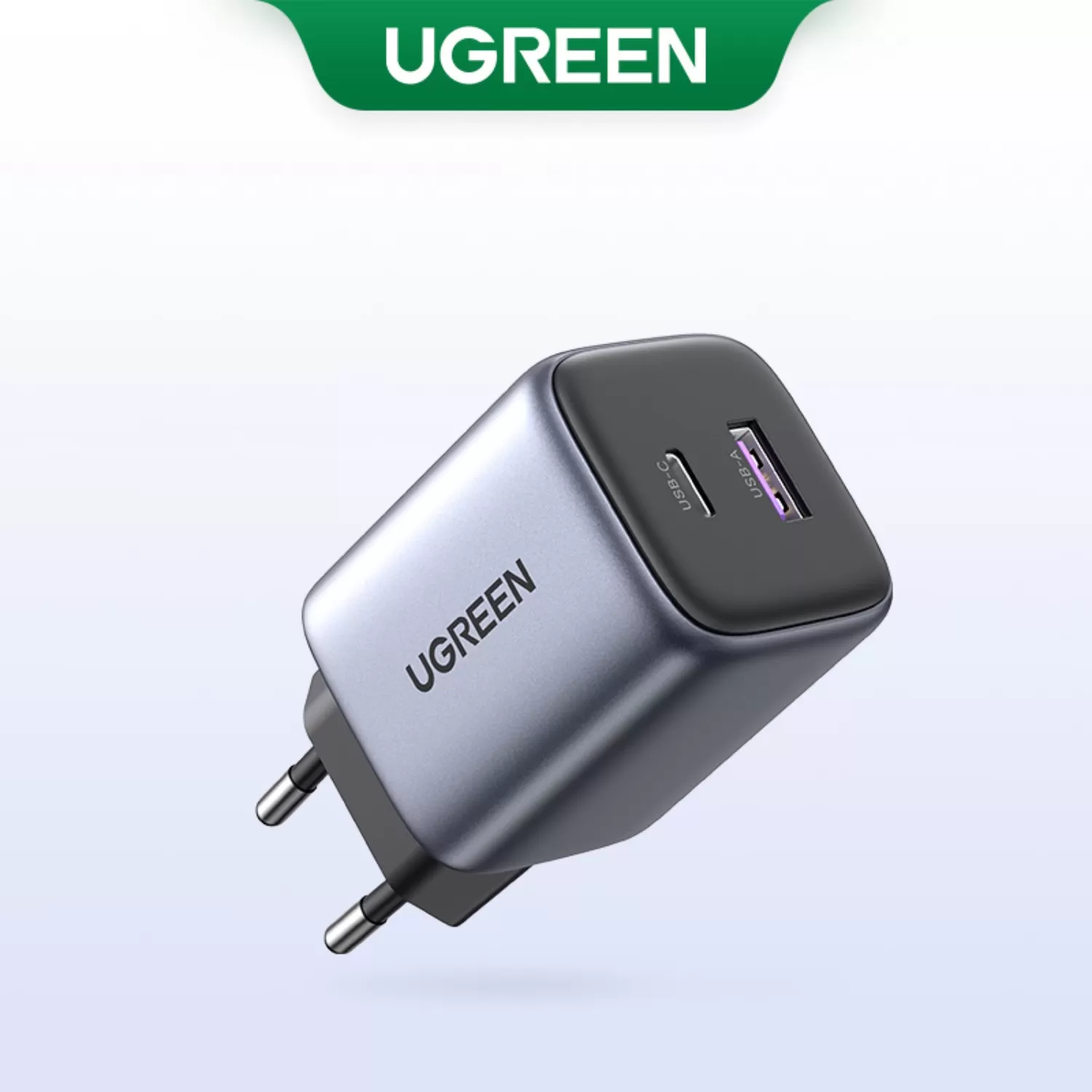 35W UGREEN PD Wall Charger – Nexode 2-Port Grey/Black - Image 3