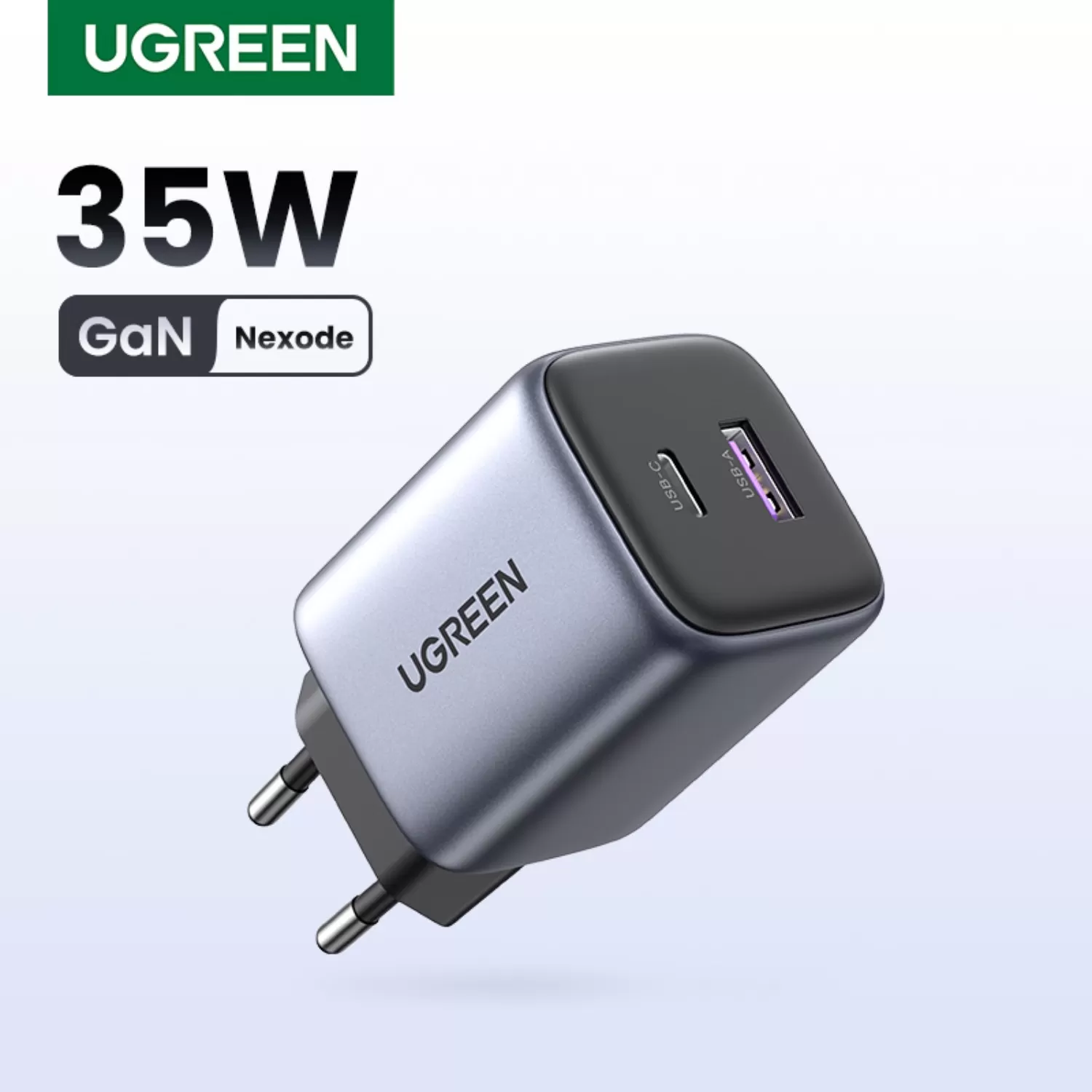 35W UGREEN PD Wall Charger – Nexode 2-Port Grey/Black - Image 4