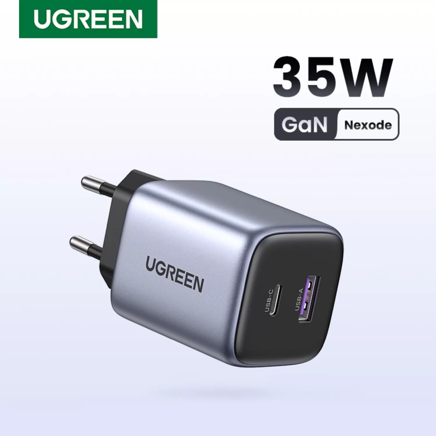 35W UGREEN PD Wall Charger – Nexode 2-Port Grey/Black - Image 5