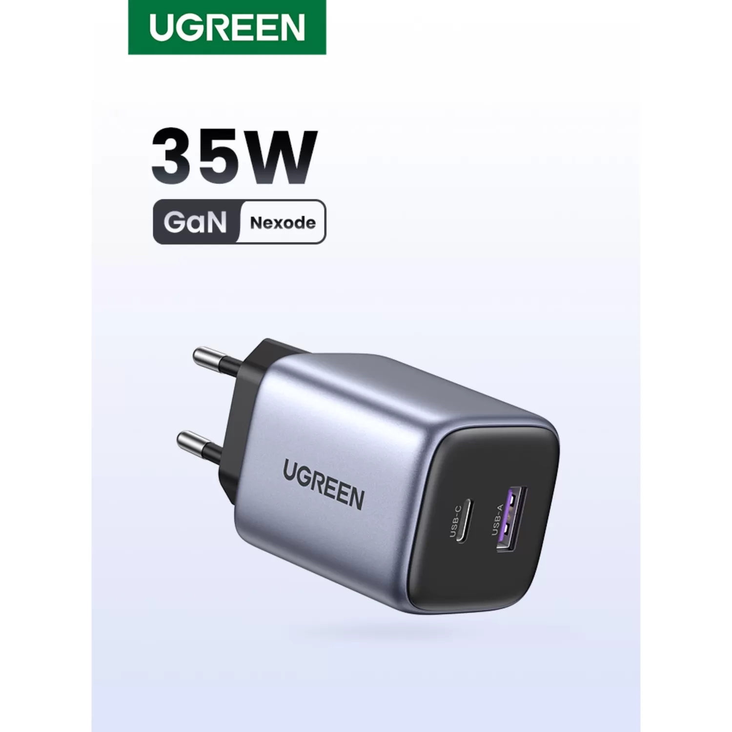 35W UGREEN PD Wall Charger – Nexode 2-Port Grey/Black - Image 9